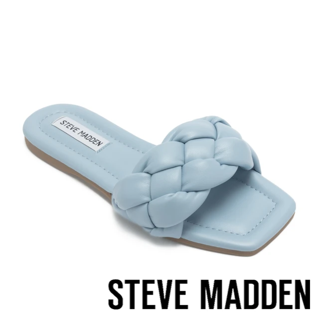 【STEVE MADDEN】OPTICAL 編織方頭平底拖鞋(藍色)