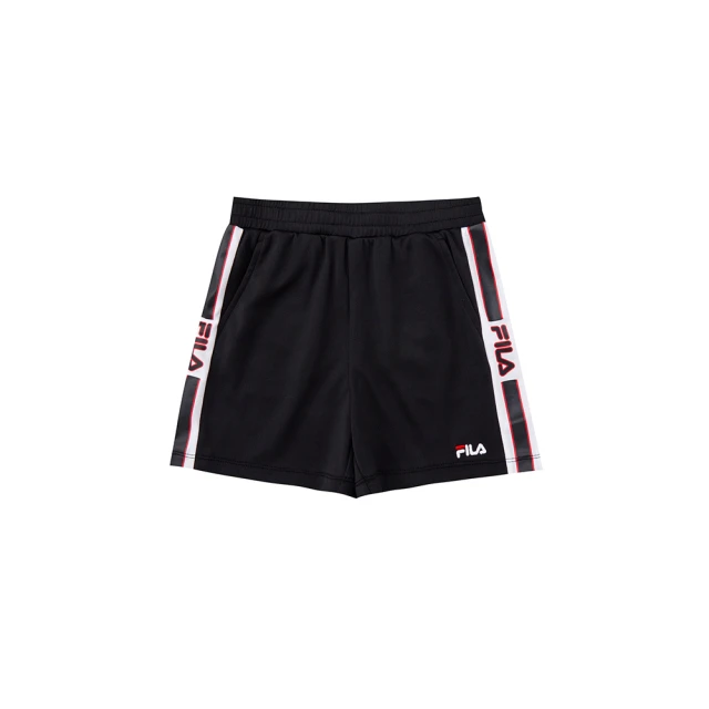 【FILA】KIDS 女童吸濕排汗針織短褲-黑色(5SHX-4423-BK)