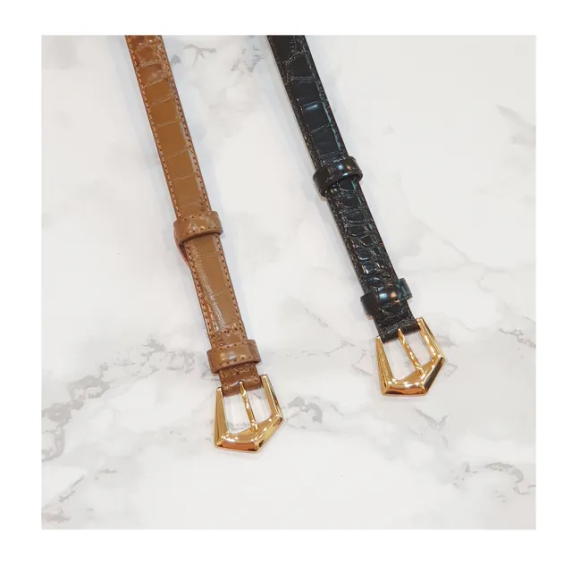 R.neTs 精品鱷魚壓紋頭層牛皮皮帶-2cm