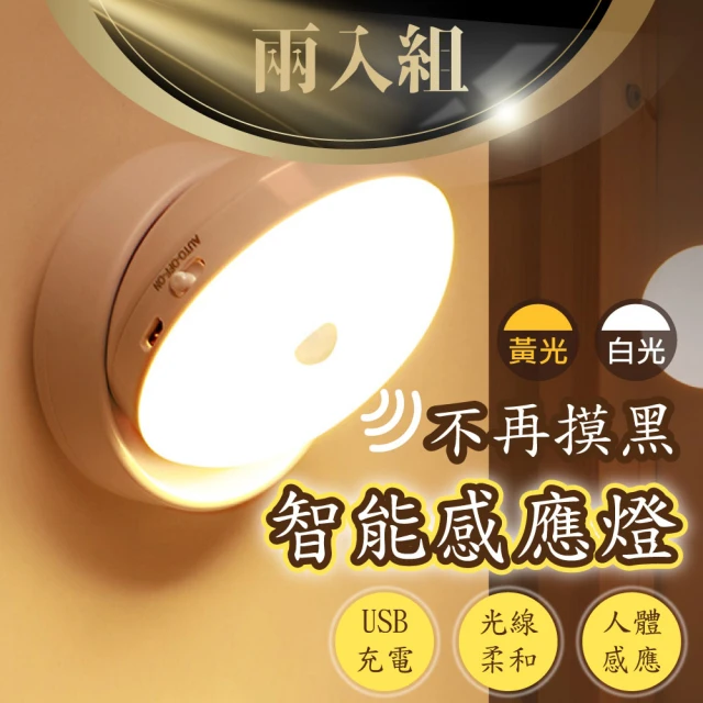 【露營首選 兩入組】360度 可調節磁吸式感應LED燈(露營燈 USB充電 觸控燈 床頭燈 桌燈 走廊燈 樓梯燈)