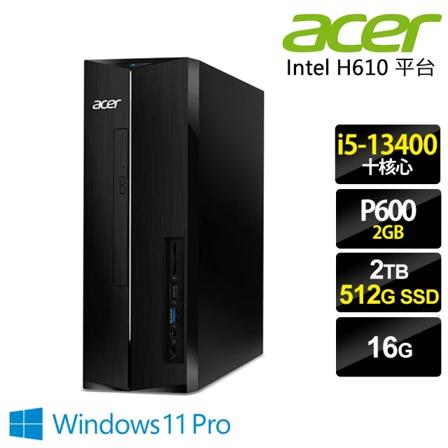 【Acer 宏碁】i5繪圖薄型電腦(AXC-1780/i5-13400/P620 2G/16G/512G SSD+2TB HDD/W11P)