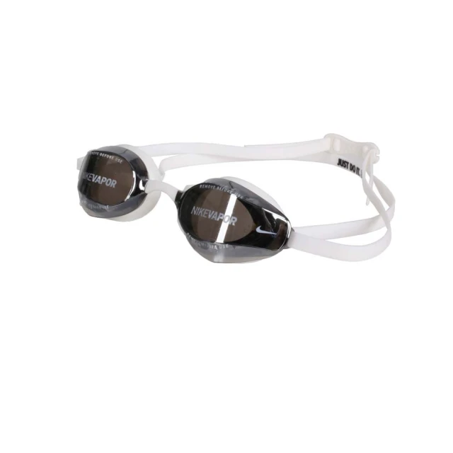 【NIKE 耐吉】VAPORSWIM成人專業型鏡面泳鏡-抗UV 防霧 蛙鏡 游泳 戲水 白電鍍黑(NESSA176-100)