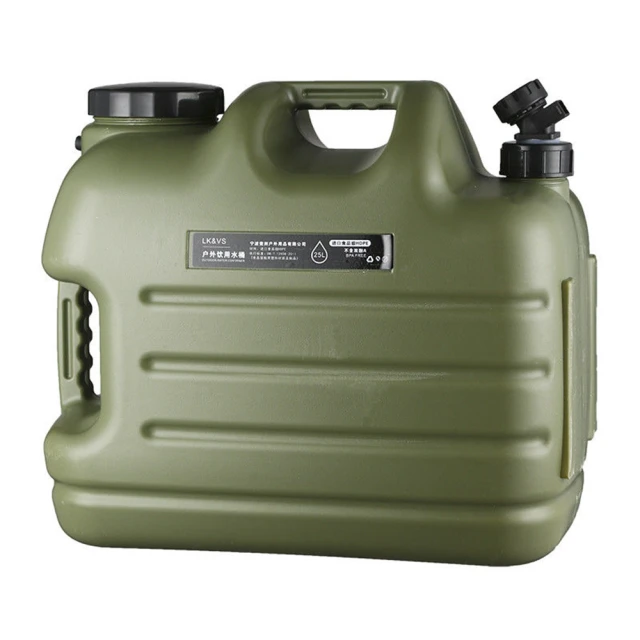 【聚優】軍風水桶 飲用食品級塑料 25L(飲水桶 軍綠色儲水桶 家用儲水 裝水桶)