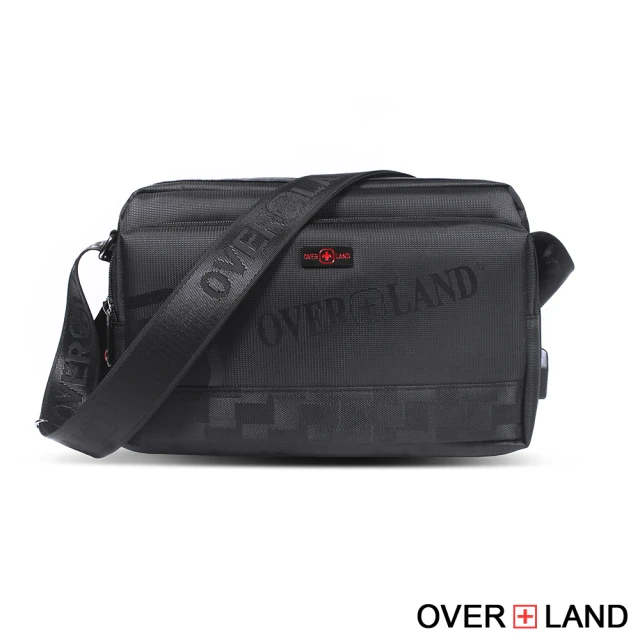 【OverLand】美式十字軍-經典格紋拼接多層斜背包(5715)