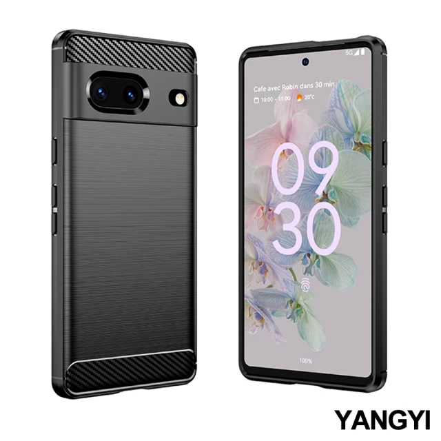 【YANG YI 揚邑】Google Pixel 7 碳纖維拉絲紋軟殼散熱防震抗摔手機殼