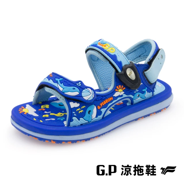 【G.P】樂悠遊鯨魚兒童磁扣兩用涼拖鞋G3811B-藍色(SIZE:24-30 共三色)