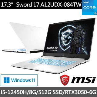 【MSI】Office 2021組★17.3吋i5獨顯電競筆電(Sword 17/A12UDX-084TW/i5-12450H/RTX3050/8G/512G SSD/Win11