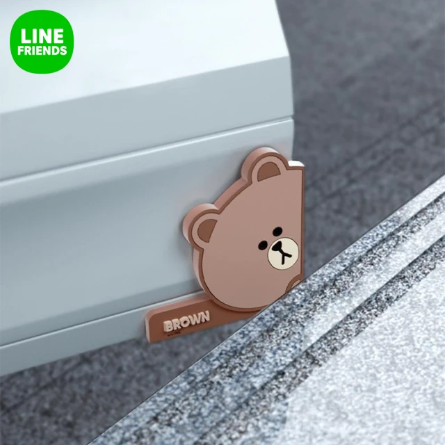 【LINE FRIENDS】熊大兔兔造型車用防撞貼車門保護貼2入組(防刮貼 防撞條 車門防刮)