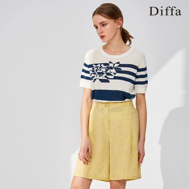 Diffa 美型打褶剪裁設計寬襬長褲-女好評推薦