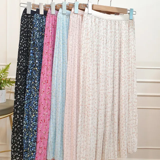 R.neTs 法式細百褶碎花長裙