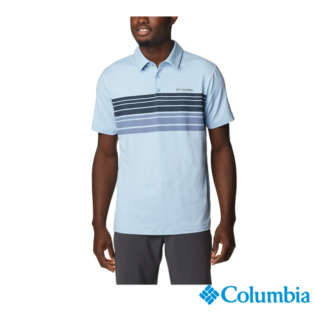 【Columbia 哥倫比亞】男款-Tech Trail™快排短袖Polo衫-藍色(UAE22150BL / 2023春夏)