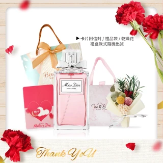 【Dior 迪奧】Miss Dior/漫舞玫瑰淡香水50ml(擴香永生花禮盒+卡片-多款任選-國際航空版-母親節獻禮組)