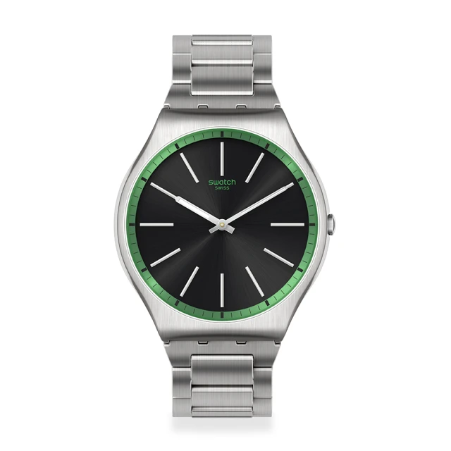 【SWATCH】Skin Irony 超薄金屬系列手錶 GREEN GRAPHITE 男錶 女錶(42mm)