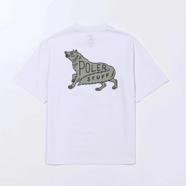 【POLER STUFF】日本限定 WOLF RELAX FIT TEE 品牌標誌狼 日式寬版TEE(白)