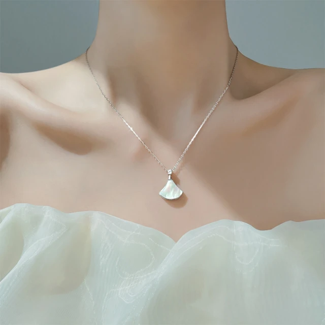 MoonDy【MoonDy】珍珠貝殼項鍊 銀飾品 韓國飾品 結婚禮物 純銀項鍊 造型珍珠項鍊 新娘飾品 情人節禮物 裝飾品