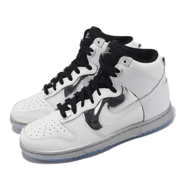 【NIKE 耐吉】休閒鞋 Wmns Dunk High SE 女鞋 白 銀 果凍底 高筒 皮革 Chrome(DX5928-100)