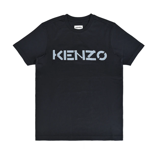 KENZO【KENZO】KENZO標籤LOGO灰字印花設計純棉圓領短袖T恤(男款/黑)