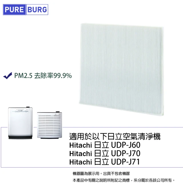 【PUREBURG】適用Hitachi日立UDP-J60 UDP-J70 UDP-J71 K72 EPF-CX40F空氣清淨機 副廠HEPA濾網