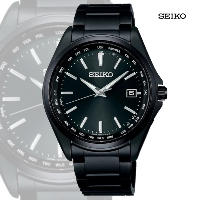 【SEIKO 精工】太陽能 輕量鈦金屬電波錶-全黑39.5mm(SBTM333J/7B75-0AA0SD)