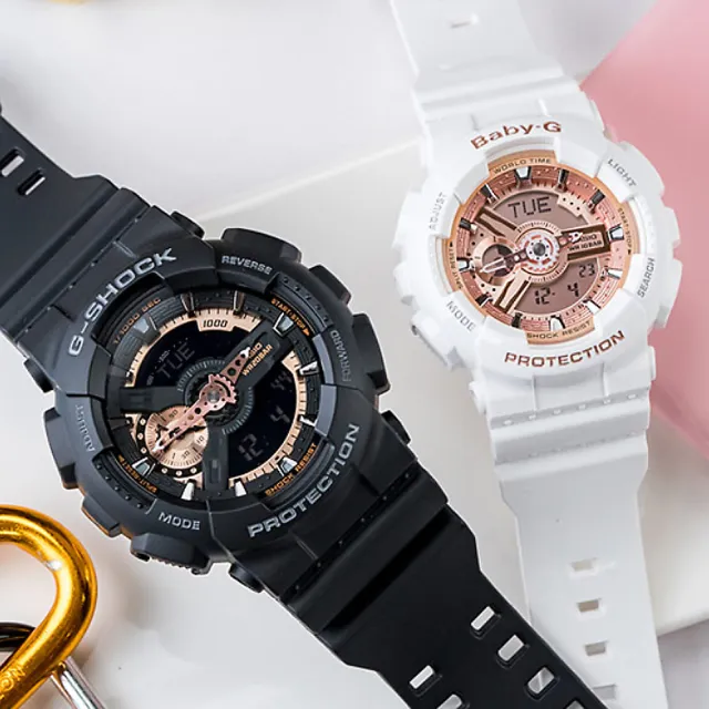 CASIO 卡西歐】G-SHOCK & BABY-G 潮流率性情人對錶(GA-110RG-1A+BA-110