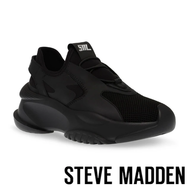 【STEVE MADDEN】BACKFIRE 網布休閒厚底老爹鞋(黑色)