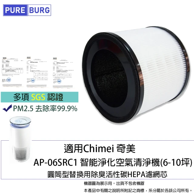 【PUREBURG】適用Chimei 奇美AP-06SRC1 智能淨化空氣清淨機6-10坪 副廠替換用高效HEPA濾網