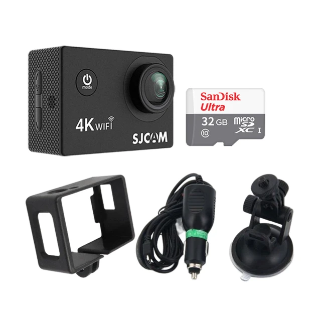【Mr.U 優先生】SJ4000 AIR WiFi 汽車專用組 4K 運動攝影機 行車記錄器(贈32G+裸機框+車充+吸盤支架)