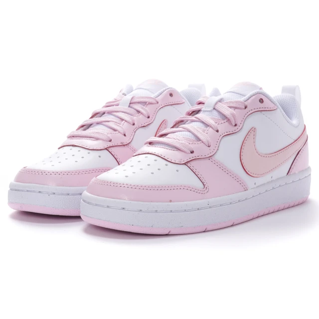NIKE 耐吉 COURT BOROUGH LOW 2 SE GS 女鞋 休閒鞋 粉紅 白 大童鞋(DQ0492-100)