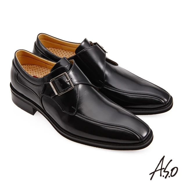 A.S.O 阿瘦集團 頂級氣墊鞋減壓系列飾釦魔鬼黏鞋(黑色)