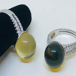 【勝弘珠寶】多明尼加藍珀戒指-12mm