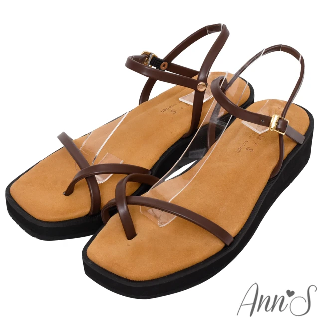Ann’S 防潑水材質-洛雷塔側V顯瘦古銅釦帶平底短靴3cm