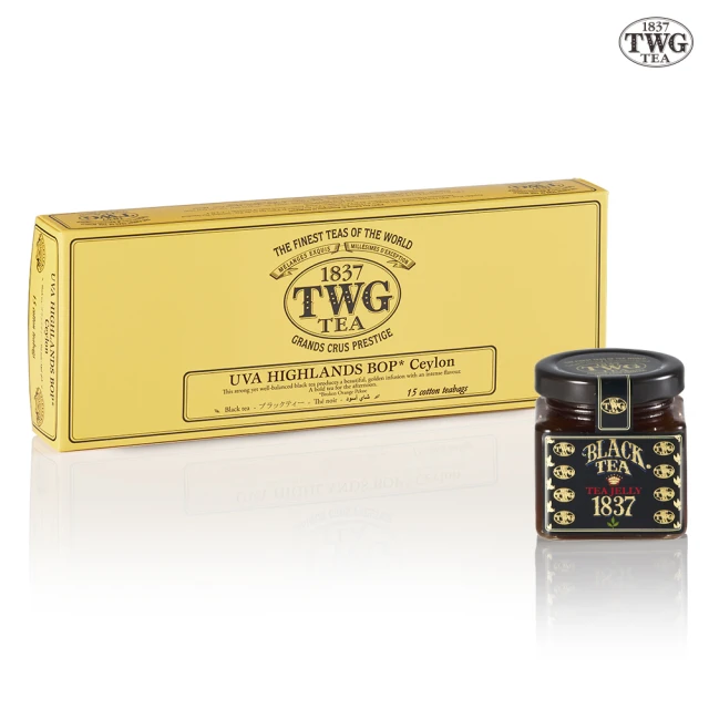 TWG Tea 純棉茶包果醬雙享禮物組(烏瓦高地 15包/盒+茶香果醬口味任選)