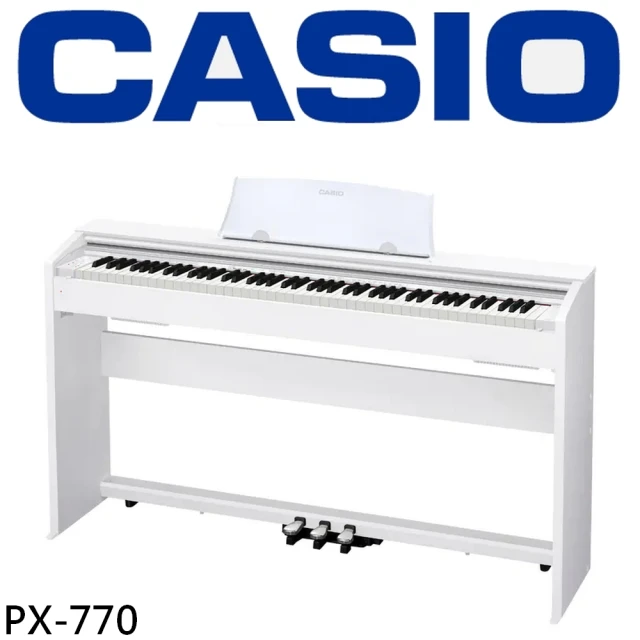 【CASIO 卡西歐】標準88鍵數位鋼琴/白色/高階款電子琴/物超所值/公司貨保固(PX-770)