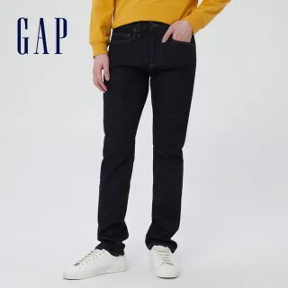 【GAP】男裝 深色水洗修身直筒牛仔褲-深藍色(912032)
