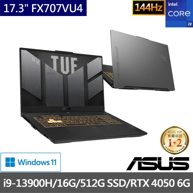 ASUS 500G行動固態硬碟/滑鼠組★ 17.3吋i9 RTX4050電競筆電(i9-13900H/16G/512G SSD/TUF Gaming FX707VU