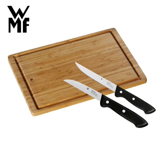 WMF Class Line系列廚師刀+Class Line系列蔬果刀 8cm+經典竹製砧板(45x30cm)