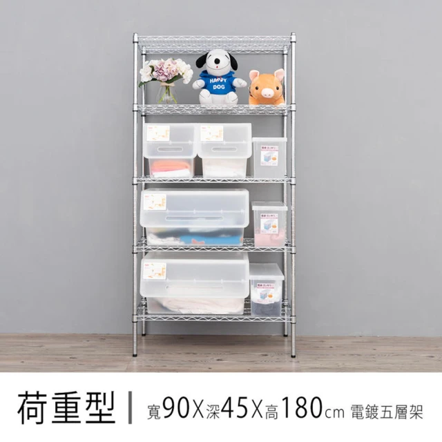 dayneeds 日需百備 荷重型 90x45x180公分電鍍五層架(鐵力士架/收納層架/鞋架/展示架/層架/鐵架)