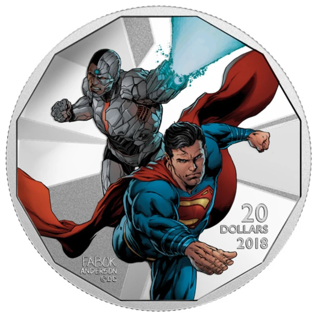 臺灣金拓 白銀銀幣 2018 加拿大正義聯盟系列 — 機械人和超人精鑄銀幣