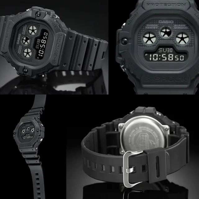 CASIO 卡西歐 G-SHOCK 霧黑經典電子錶(DW-5900BB-1/速)