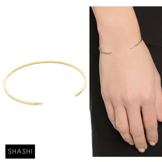 【SHASHI】紐約品牌 AVA 金色平衡骨手環 鑲鑽設計 亮面優雅圓弧 C型可調式(C型可調式)