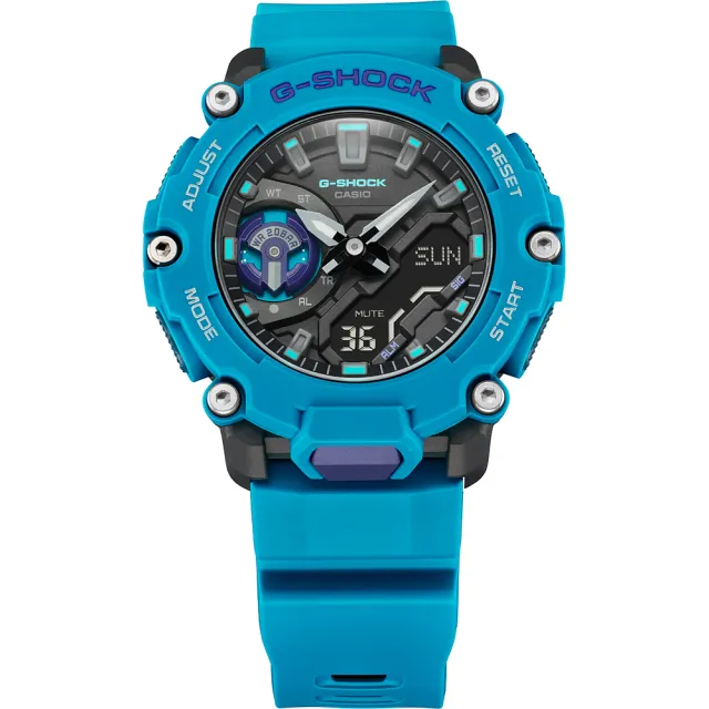 CASIO 卡西歐】G-SHOCK碳核心防護雙顯電子腕錶/藍綠色(GA-2200-2A