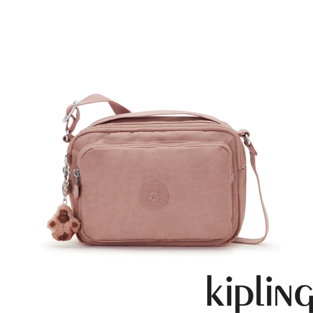 KIPLING官方旗艦館 乾燥藕粉色前袋拉鍊側肩包-COLETA