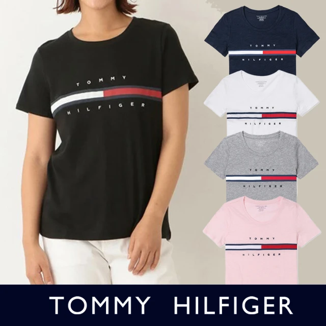 Tommy Hilfiger TOMMY 經典刺繡大LOGO文字涼爽圖案短袖T恤-女-多色組合(平輸品)