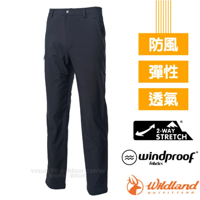 Wildland 荒野 男新款 彈性輕薄防風防潑水透氣排汗長褲/輕量保暖.雙向彈性(0A62316-54 黑)