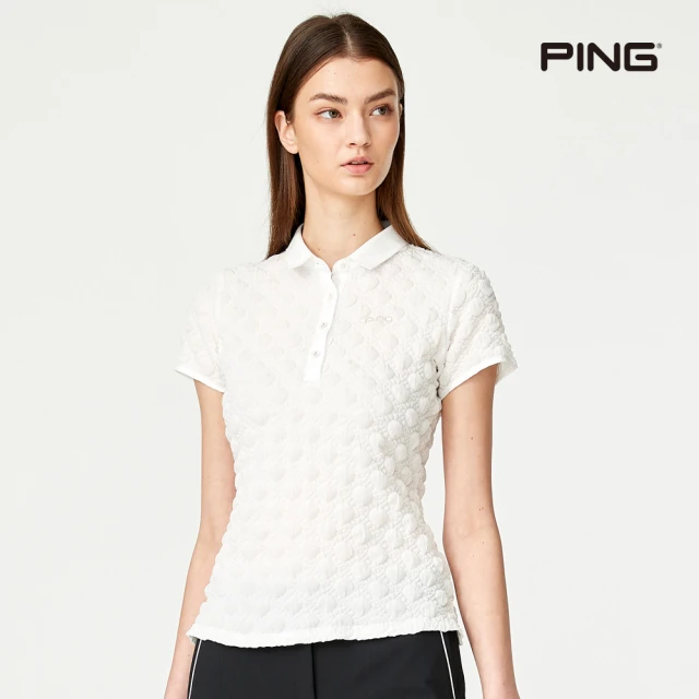 PING 女款泡泡布短袖POLO衫-白(GOLF/高爾夫球衫/RA23104-87)