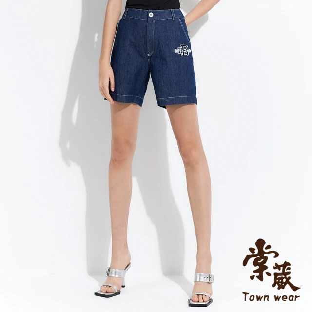 TOWN’WEAR 棠葳 時髦印字刺繡純棉短褲(中大尺碼/女下著/女下身/休閒/口袋)