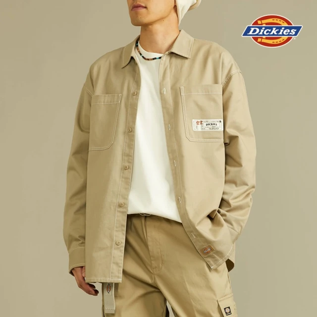 DickiesDickies 男款沙色撞色車縫線設計長袖休閒襯衫｜DK012285CH1