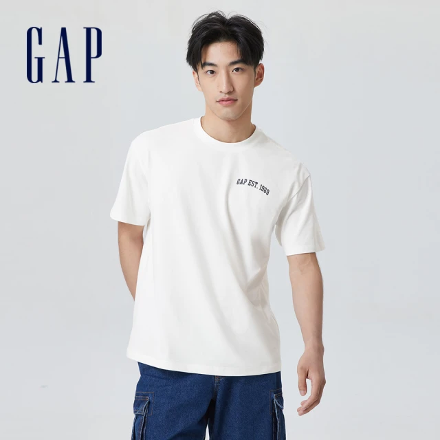 GAP 男裝 Logo印花圓領短袖T恤-白色(841870)