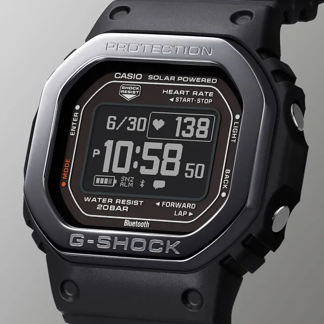 CASIO 卡西歐】G-SHOCK G-SQUAD系列心率偵測藍牙太陽能電力酷黑經典方