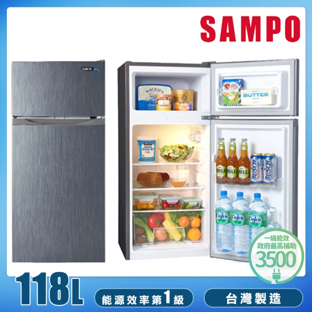 SAMPO 聲寶 118公升一級能效定頻雙門冰箱(SR-C12G)